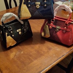 Stylish Women's Handbag - Black, Red, and Blue